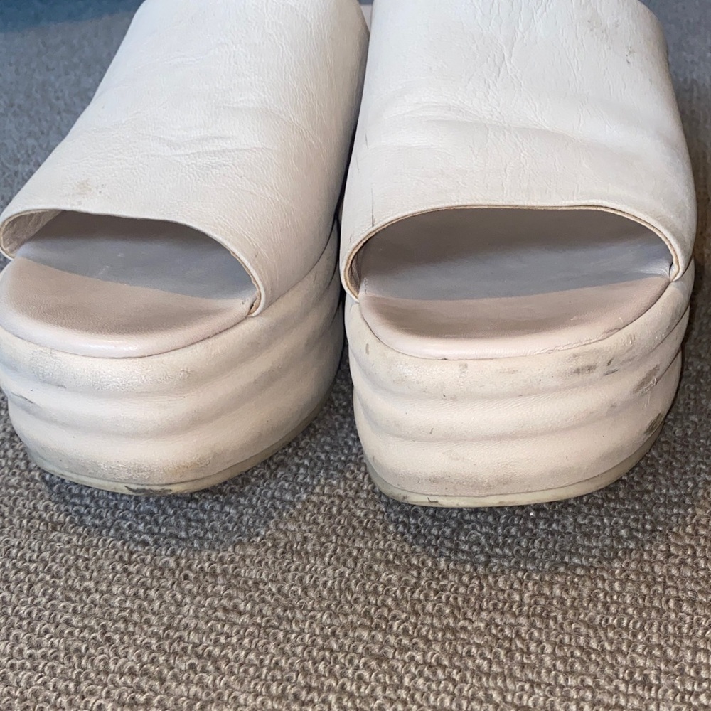 Free People Harbor Cream Leather Platform Slide Sandals sz 39 - Picture 4 of 9